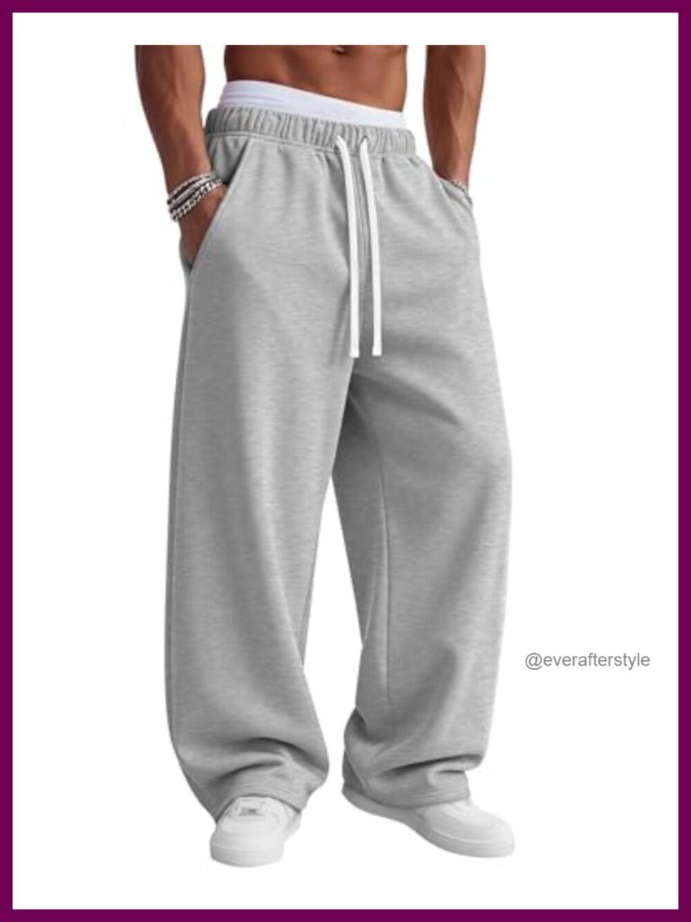 Men Baggy Wide Leg Sweatpants Cotton Spandex Lounge Athletic Pants